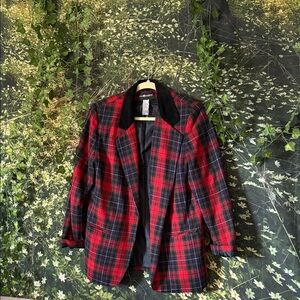 Sag Harbor Red and Black Plaid Blazer